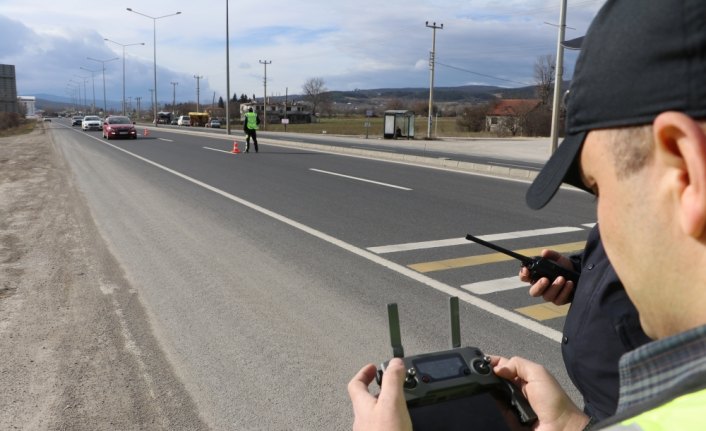 Bolu'da drone destekli trafik denetimi