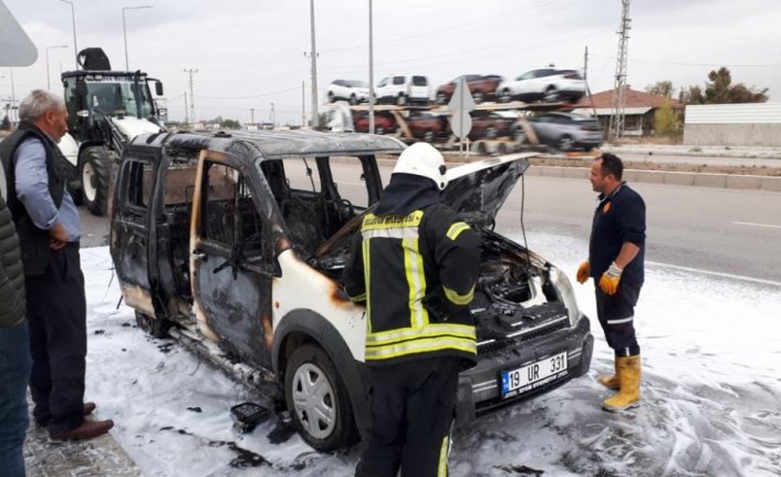 Amasya'da araç yangını