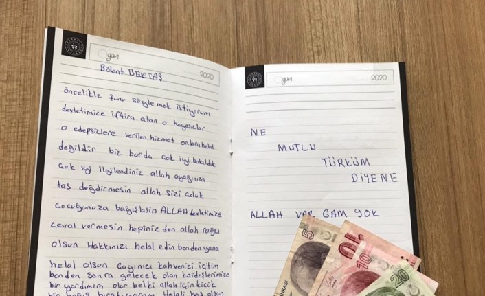 Milli Dayanışma Kampanyası için mektupla birlikte 45 lira bıraktı
