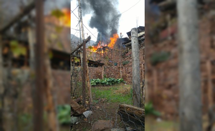 Artvin'de çıkan yangında iki kardeşe ait evler kullanılamaz hale geldi