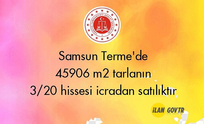 Samsun Terme'de 45906 m² tarlanın 3/20 hissesi icradan satılıktır