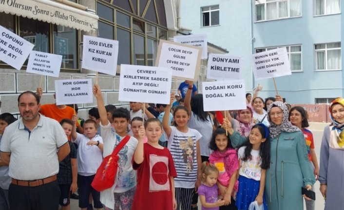 Karabük'te yaz Kur'an kursu öğrencileri çevre etkinliği gerçekleştirdi