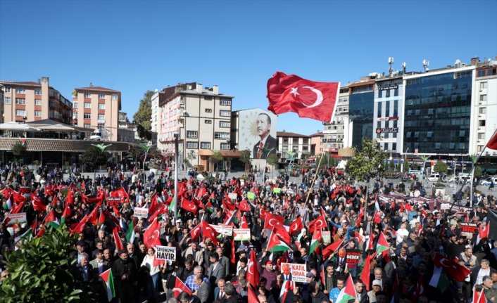 İsrail'in Filistin'e saldırıları Orta ve Doğu Karadeniz'de protesto edildi