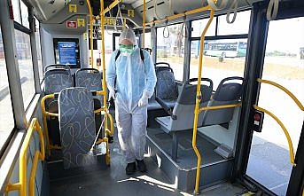 Trabzon'da otobüs ve dolmuşlar koronavirüse karşı dezenfekte ediliyor
