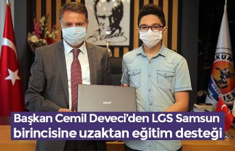 Başkan Cemil Deveci’den LGS Samsun birincisine uzaktan eğitim desteği