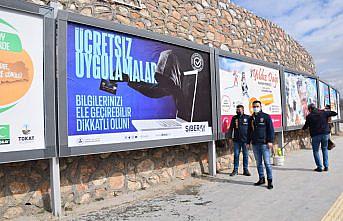 Tokat'ta siber suçların gerçekleşmeden önlenmesi için hazırlanan görseller billboardlara asıldı