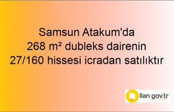 Samsun Atakum'da 268 m² dubleks dairenin 27/160 hissesi icradan satılıktır