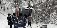 Sinop'ta Yolcu Otobüsü Şarampole Devrildi, 1, yaralı