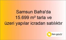 Samsun Bafra'da 15.699 m² tarla ve üzeri yapılar icradan satılıktır