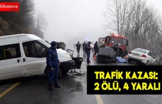 Trafik kazası: 2 ölü, 4 yaralı
