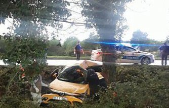 Samsun'da ağaca çarpan taksinin sürücüsü öldü, eşi yaralandı