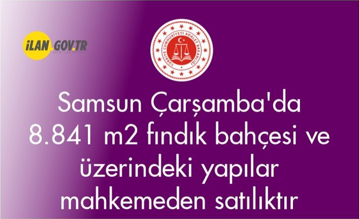Samsun Çarşamba'da 8.841 m² fındık bahçesi ve üzerindeki yapılar mahkemeden satılıktır