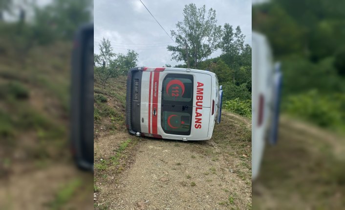 Artvin'de ambulansın devrildiği kazada sürücü yaralandı