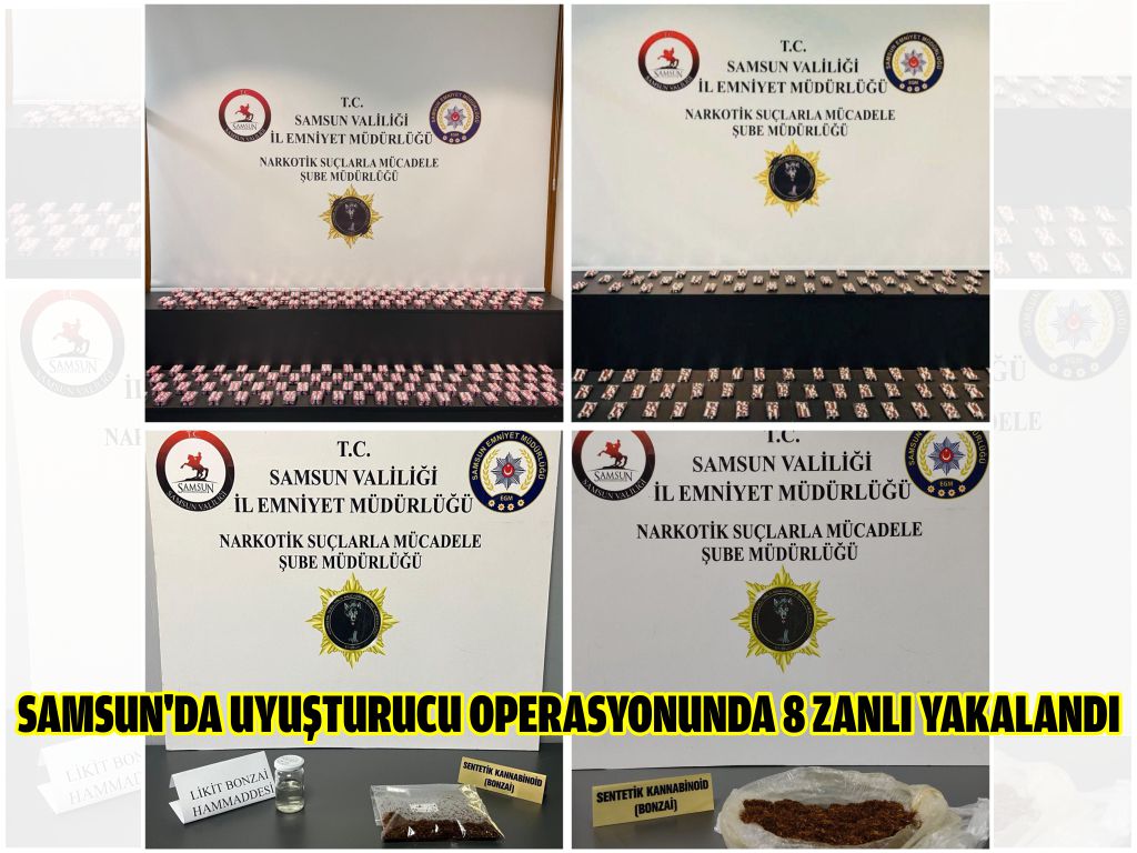 Samsun'da uyuşturucu operasyonunda 8 zanlı yakalandı