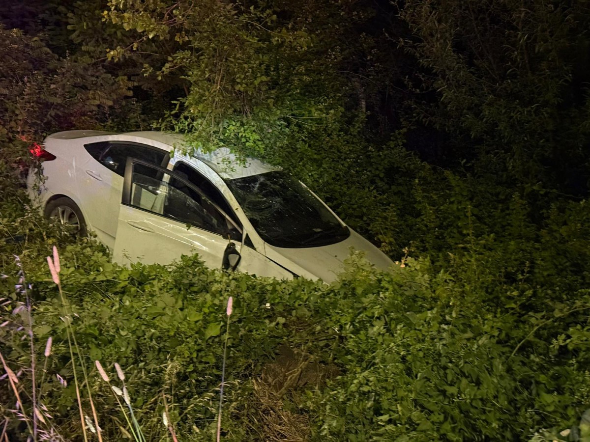 Bafra'da hedeğe devrilen otomobildeki 2 kişi yaralandı