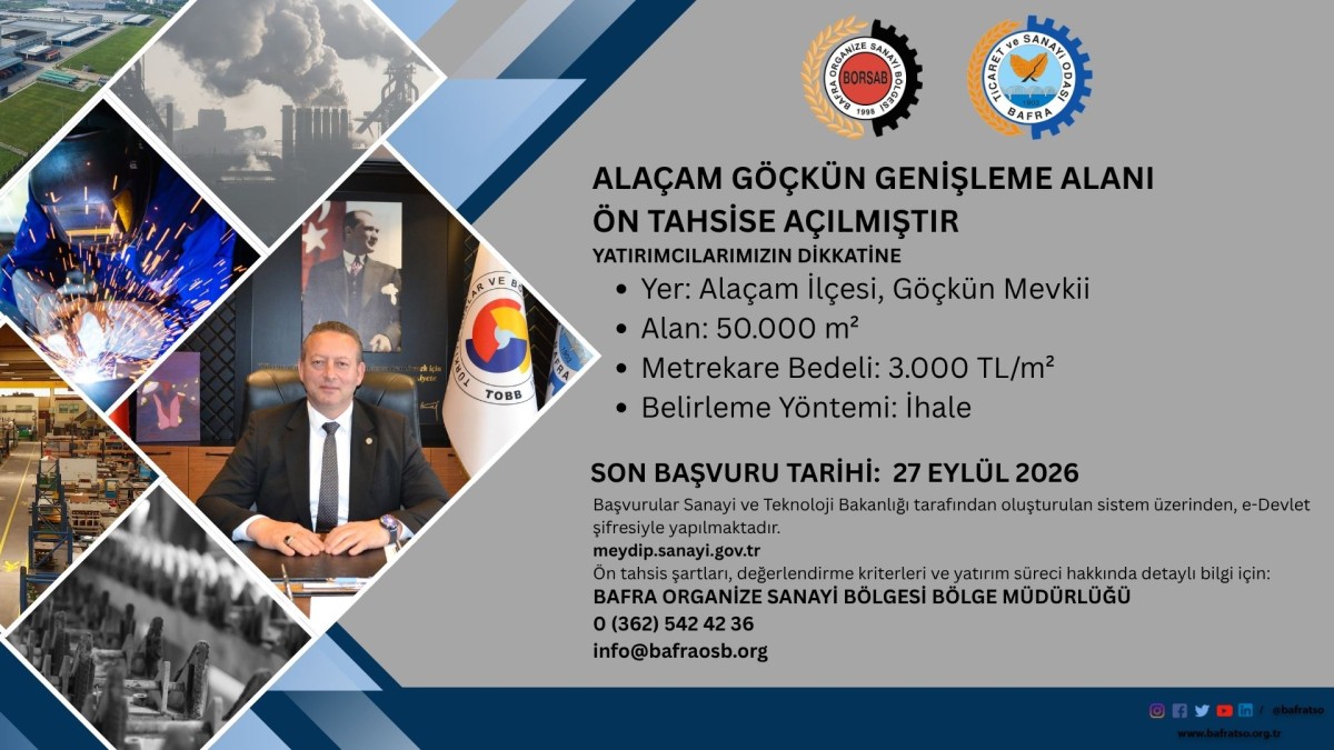 Başkan Serdal Sefa Kocabaş: “Alaçam Göçkün Genişleme Alanı Yatırımcılarımız İçin Önemli Bir Fırsat”