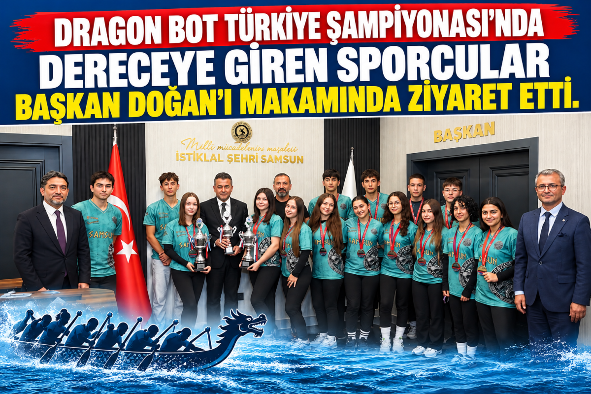 DRAGON BOT TÜRKİYE ŞAMPİYONASI’NDA DERECEYE GİREN SPORCULAR BAŞKAN DOĞAN’I MAKAMINDA ZİYARET ETTİ