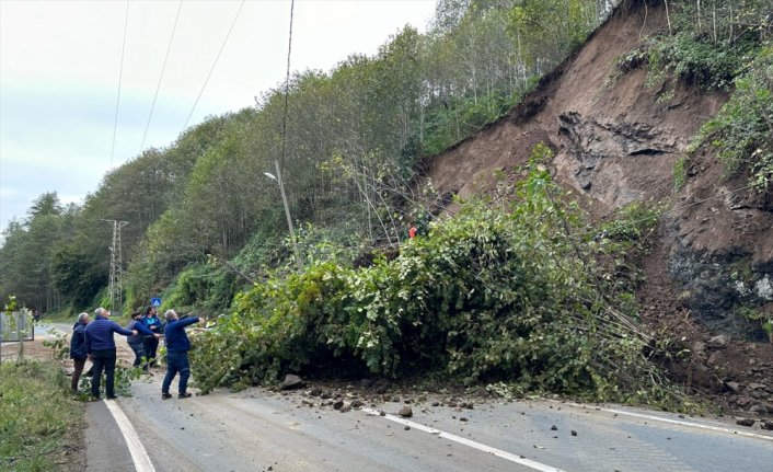 Pazar-Hemşin kara yolunda ulaşım heyelan nedeniyle tek şeritten sağlanıyor
