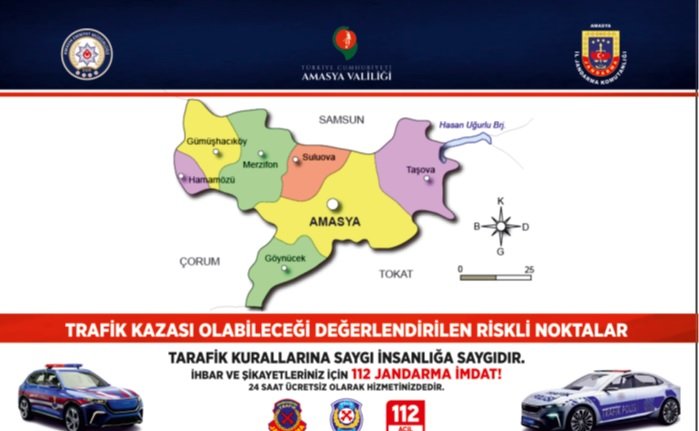 Amasya'nın trafik kazaları açısından en riskli bölgeleri belli oldu