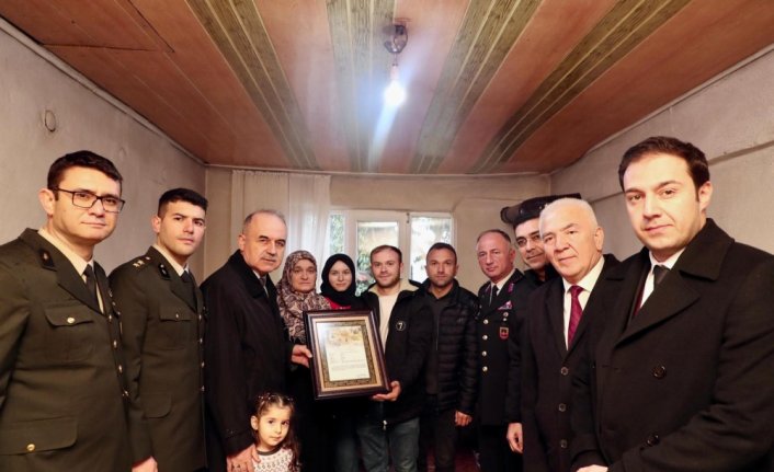 Ordu'da şehit İstihkam Sözleşmeli Er Murat Atar'ın ailesine şehadet belgesi verildi