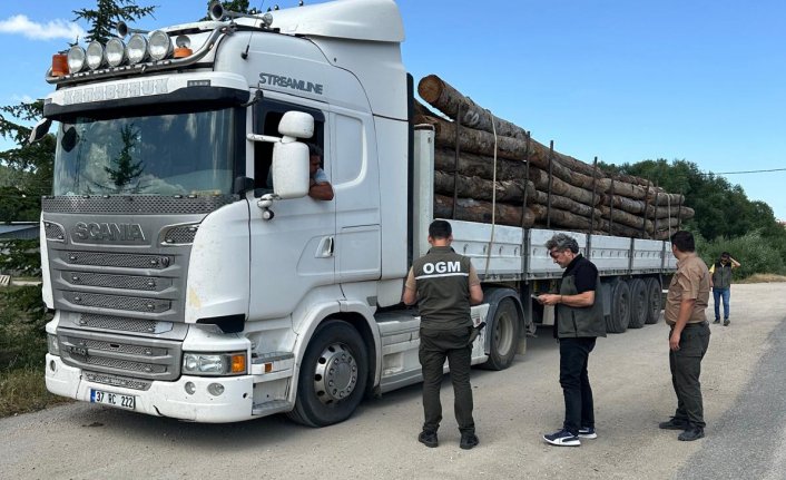 Ulus'ta orman ürünleri taşıyan araçlara yönelik denetim düzenlendi