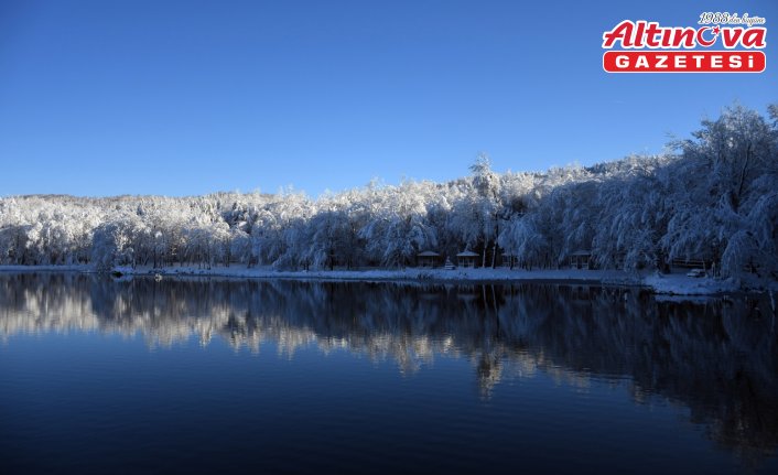 Düzce Korugöl Tabiat Parkı karla kaplandı