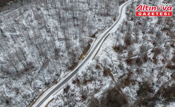 Sinop'ta kar yağışı sonrası ormanlık alanlar dronla görüntülendi