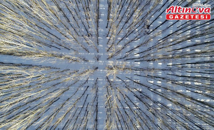 Mardin'de karla kaplanan Savur Çayı havzası dronla görüntülendi