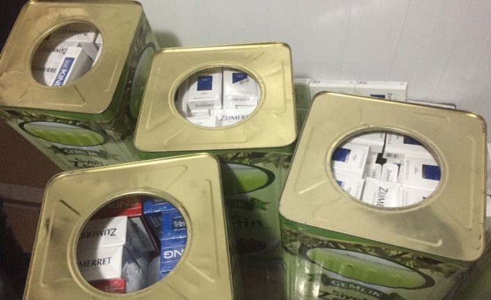 Zeytin bidonlarında kaçak sigara bulundu