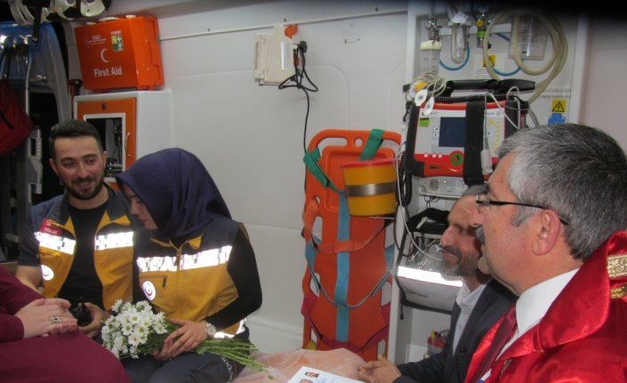 Ambulansın sireni bu kez mutluluk için çaldı