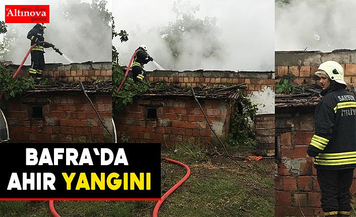Bafra`da ahır yangını
