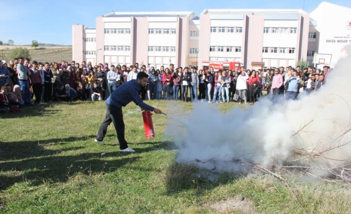 Havza Meslek Yüksekokulunda yangın tatbikatı