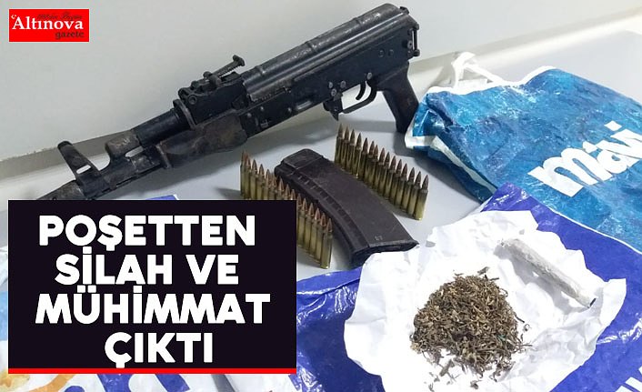 Araçtan atılan poşetten silah ve mühimmat çıktı