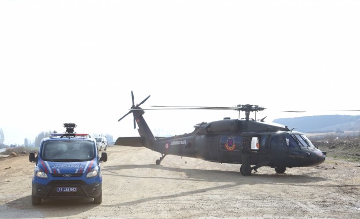 Çorum'da helikopterli trafik denetimi