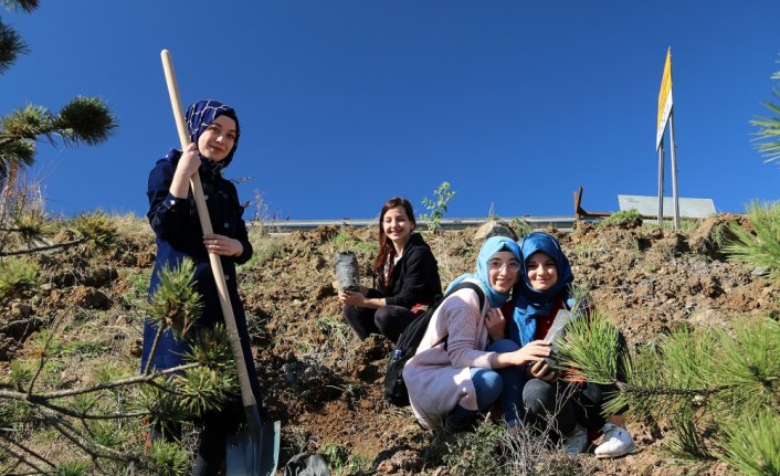 KYK'da kalan öğrenciler fidan dikti