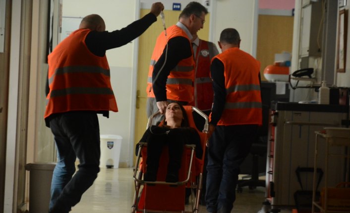 Hastanede gerçeği aratmayan yangın tatbikatı