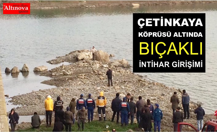 Köprüde bıçaklı intihar girişimi