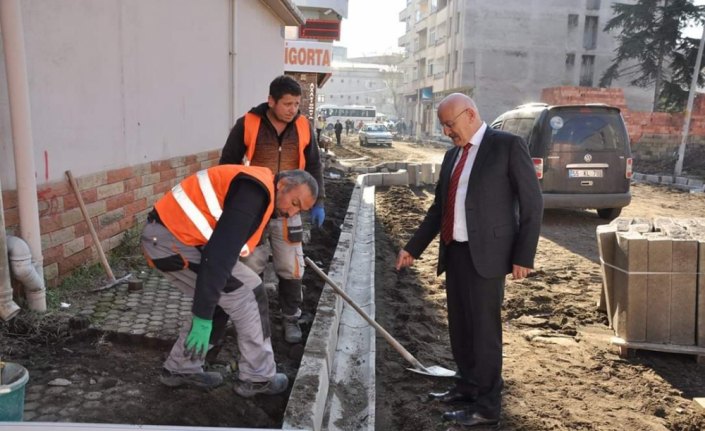 Terme Belediyesi yol ve kaldırım çalışması