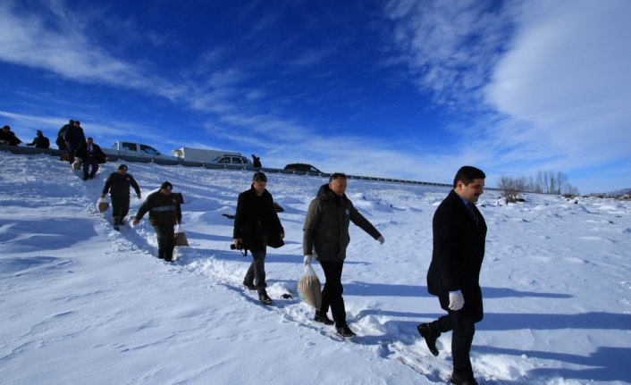 Ladik'te yaban hayvanları için doğaya yem bırakıldı