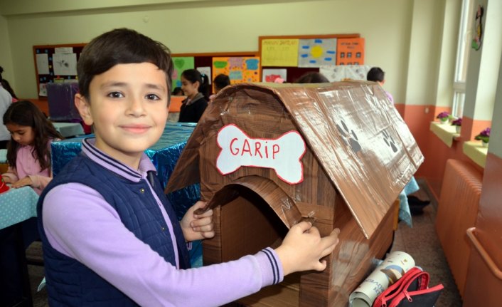 Minik öğrencilerden sokaktaki hayvanlar için yuva