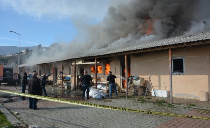 Sinop'ta balık satış mağazalarında yangın