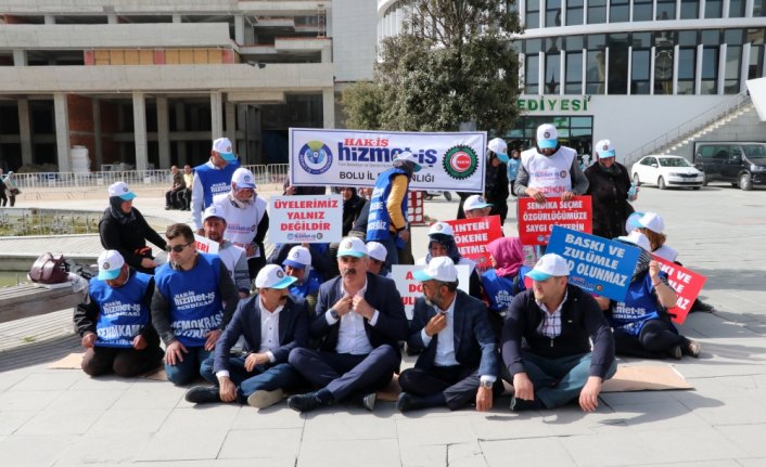 Bolu Belediyesi'nde işten çıkarılan işçilerin oturma eylemi