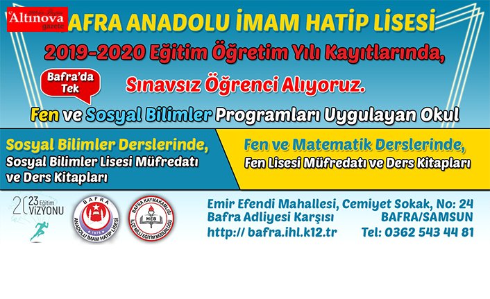 Bafra Anadolu İmam Hatip Lisesi`nden Müjde