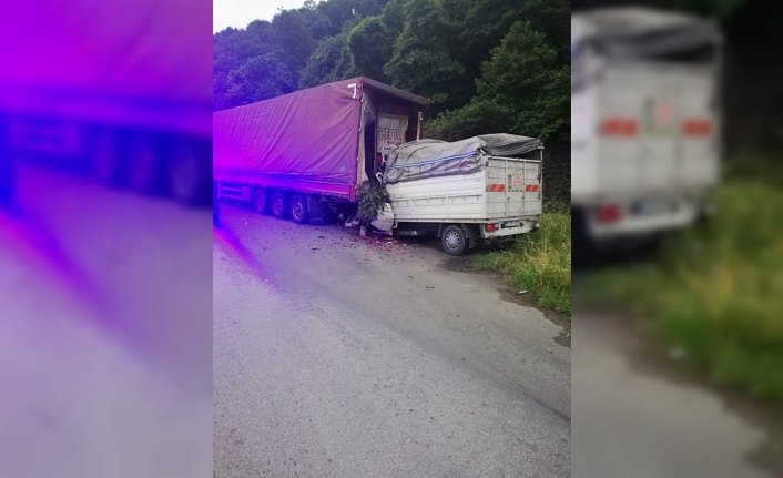 Park halindeki tıra çarpan kamyonetteki 2 kişi öldü