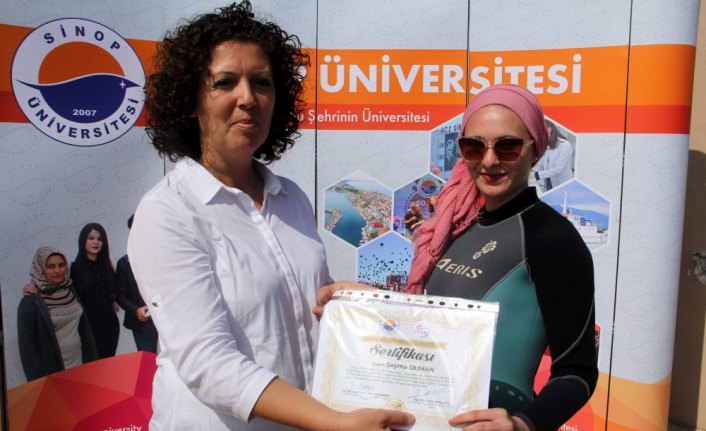 Sinop'ta üniversite öğrencilerine dalgıçlık sertifikası