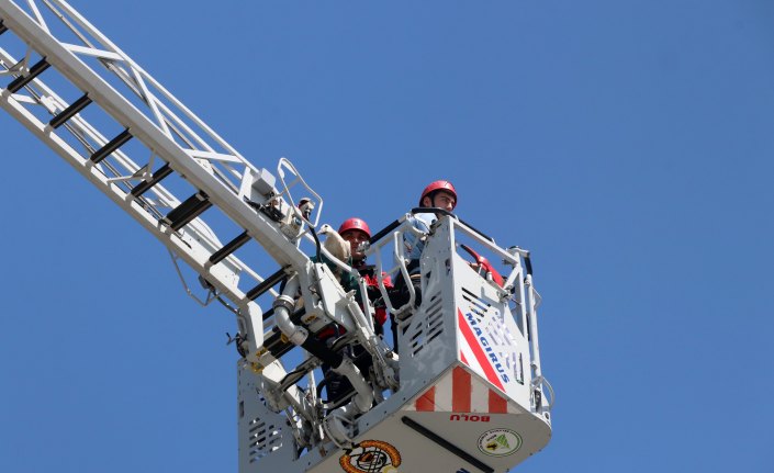 Cami kubbesindeki yaralı leyleği itfaiye kurtardı