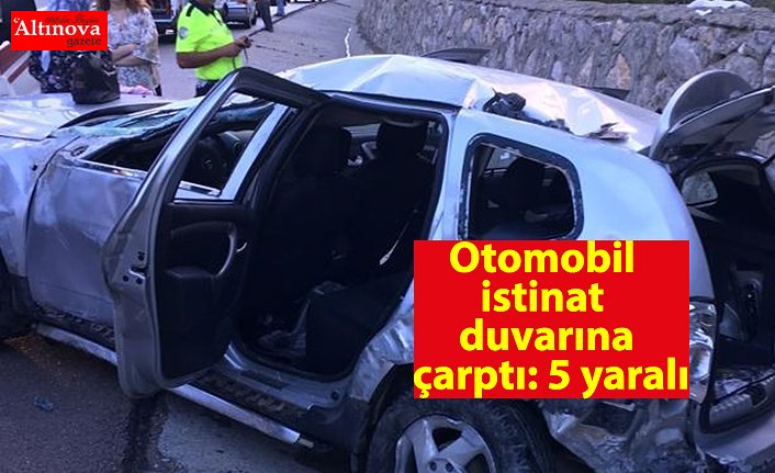 Otomobil istinat duvarına çarptı: 5 yaralı