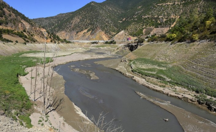 Sular çekilince tarihi Torul Köprüsü ortaya çıktı