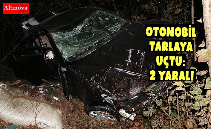 OTOMOBİL TARLAYA UÇTU: 2 YARALI