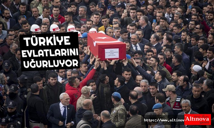 İdlib şehitleri son yolculuklarına uğurlandı